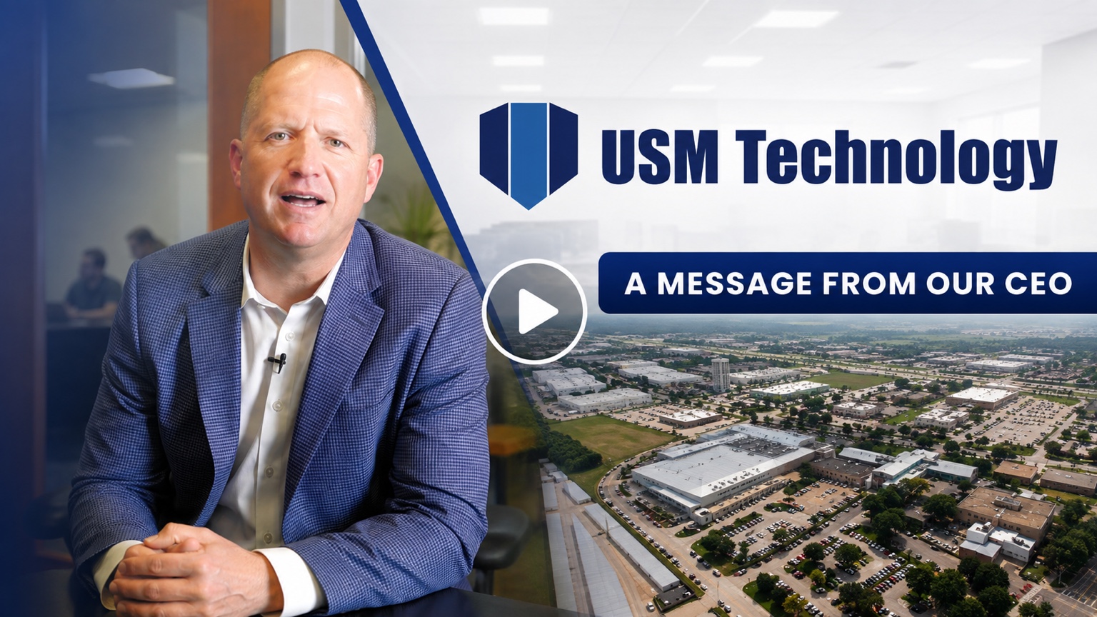 USM Technology executive brand video featuring CEO messaging and aerial footage